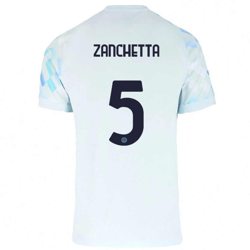 Danxen Kid Mattia Zanchetta #5 White Blue Away Jersey 2025/26 T-Shirt