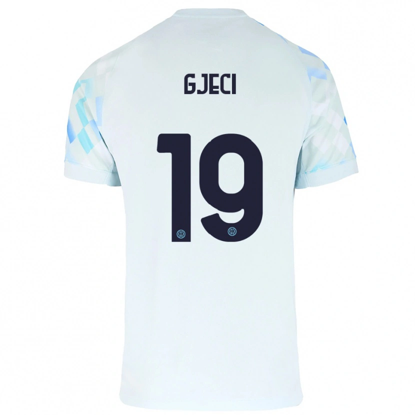 Danxen Kid Delis Gjeci #19 White Blue Away Jersey 2025/26 T-Shirt