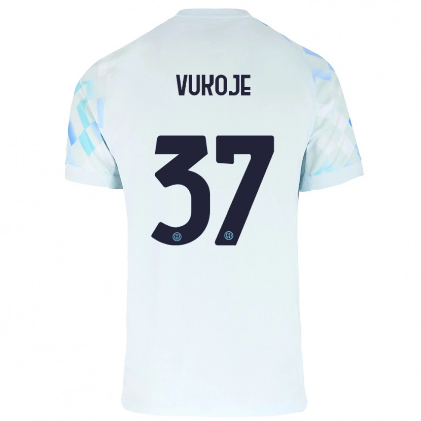 Danxen Kid Andrija Vukoje #37 White Blue Away Jersey 2025/26 T-Shirt