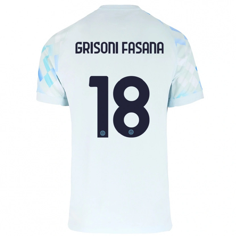 Danxen Kid Marco Grisoni Fasana #18 White Blue Away Jersey 2025/26 T-Shirt