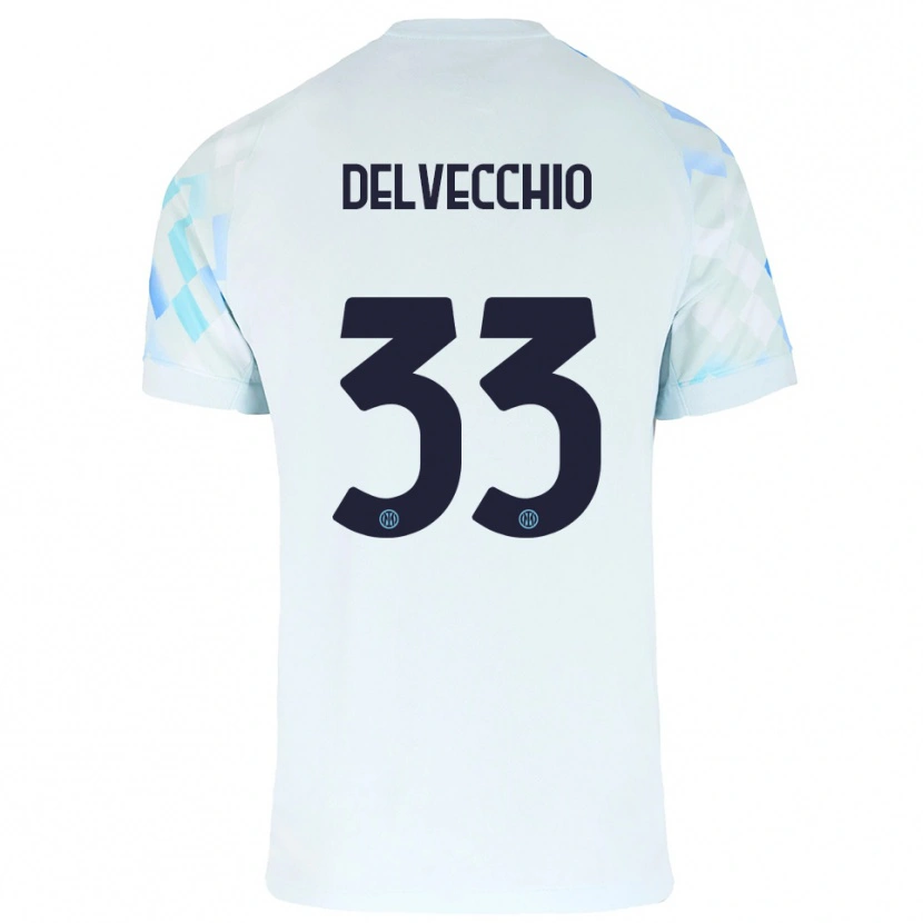 Danxen Kid Gabriele Delvecchio #33 White Blue Away Jersey 2025/26 T-Shirt