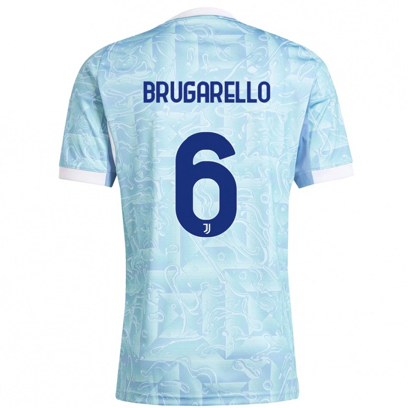 Danxen Kid Mattia Brugarello #6 Sky Blue Yellow Away Jersey 2025/26 T-Shirt