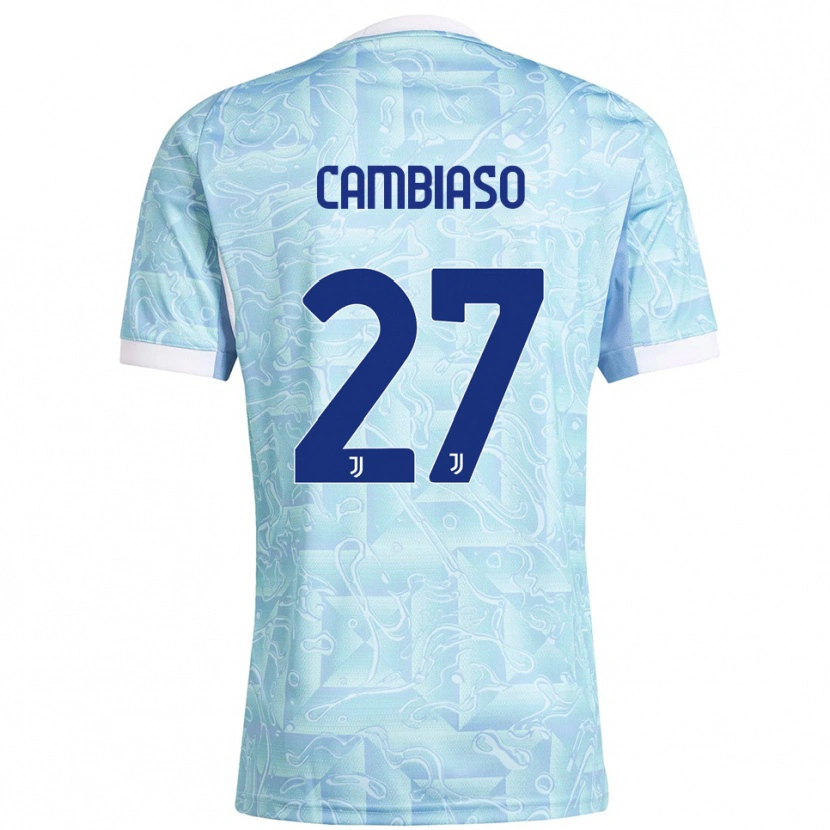 Danxen Kid Andrea Cambiaso #27 Sky Blue Yellow Away Jersey 2025/26 T-Shirt