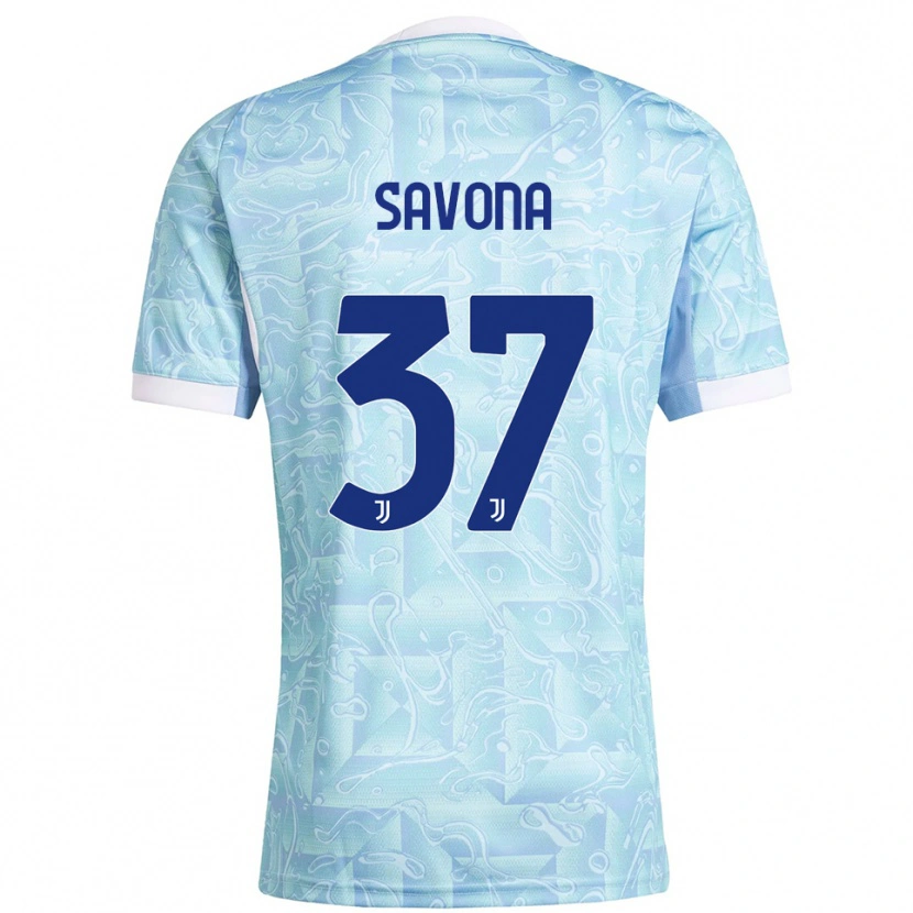 Danxen Kid Nicolò Savona #37 Sky Blue Yellow Away Jersey 2025/26 T-Shirt