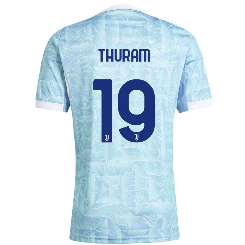 Danxen Kid Khéphren Thuram #19 Sky Blue Yellow Away Jersey 2025/26 T-Shirt