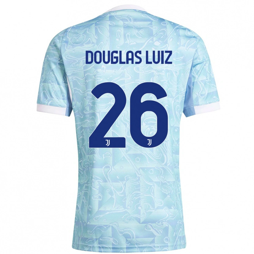 Danxen Kid Douglas Luiz #26 Sky Blue Yellow Away Jersey 2025/26 T-Shirt