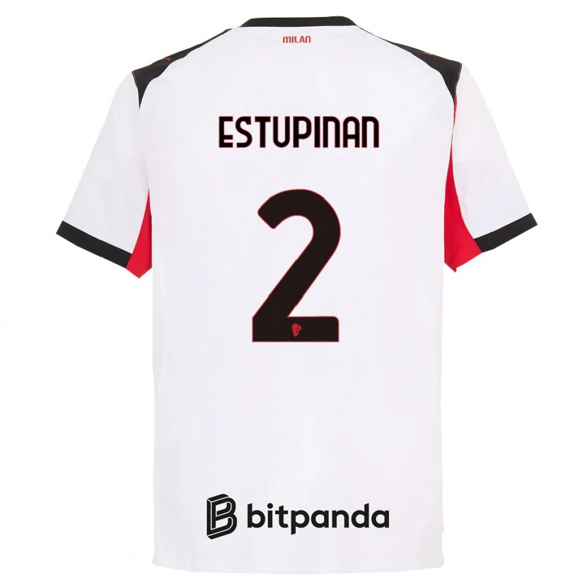 Danxen Kid Pervis Estupiñán #2 White Black Away Jersey 2025/26 T-Shirt