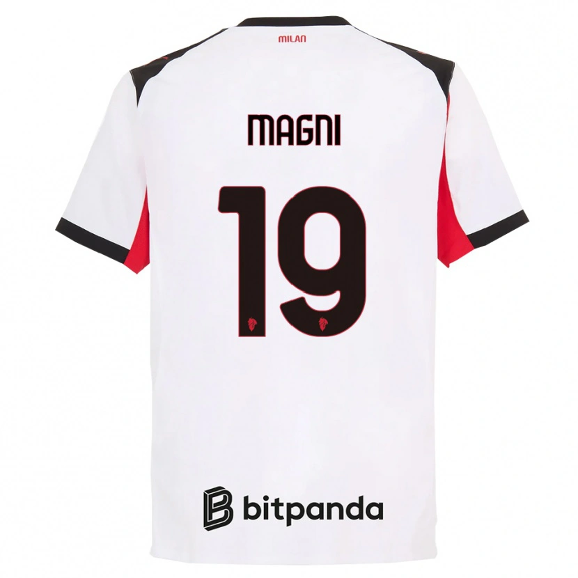 Danxen Kid Vittorio Magni #19 White Black Away Jersey 2025/26 T-Shirt