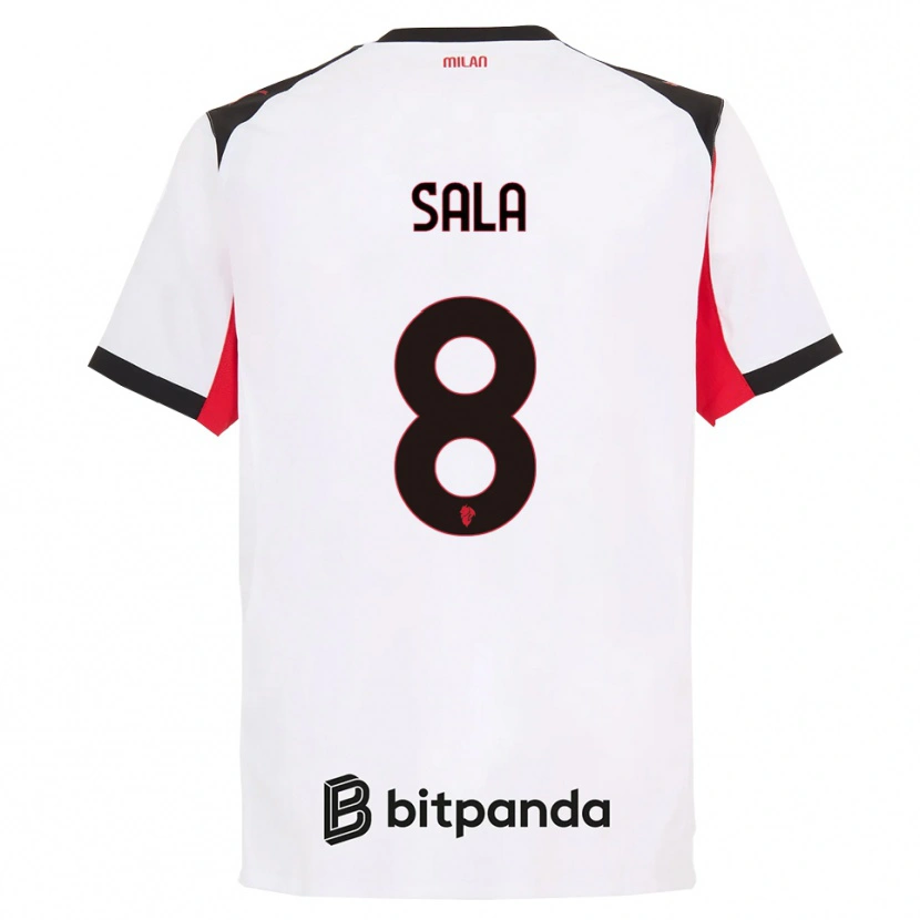 Danxen Kid Emanuele Sala #8 White Black Away Jersey 2025/26 T-Shirt