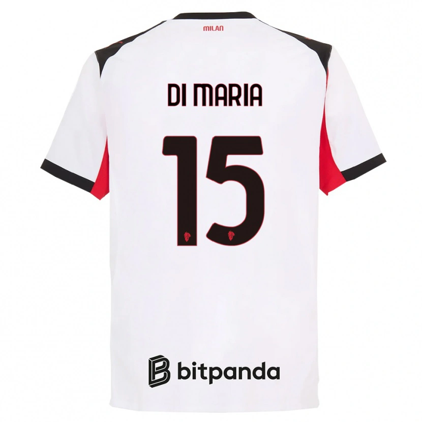 Danxen Kid Alessandro Di Maria #15 White Black Away Jersey 2025/26 T-Shirt
