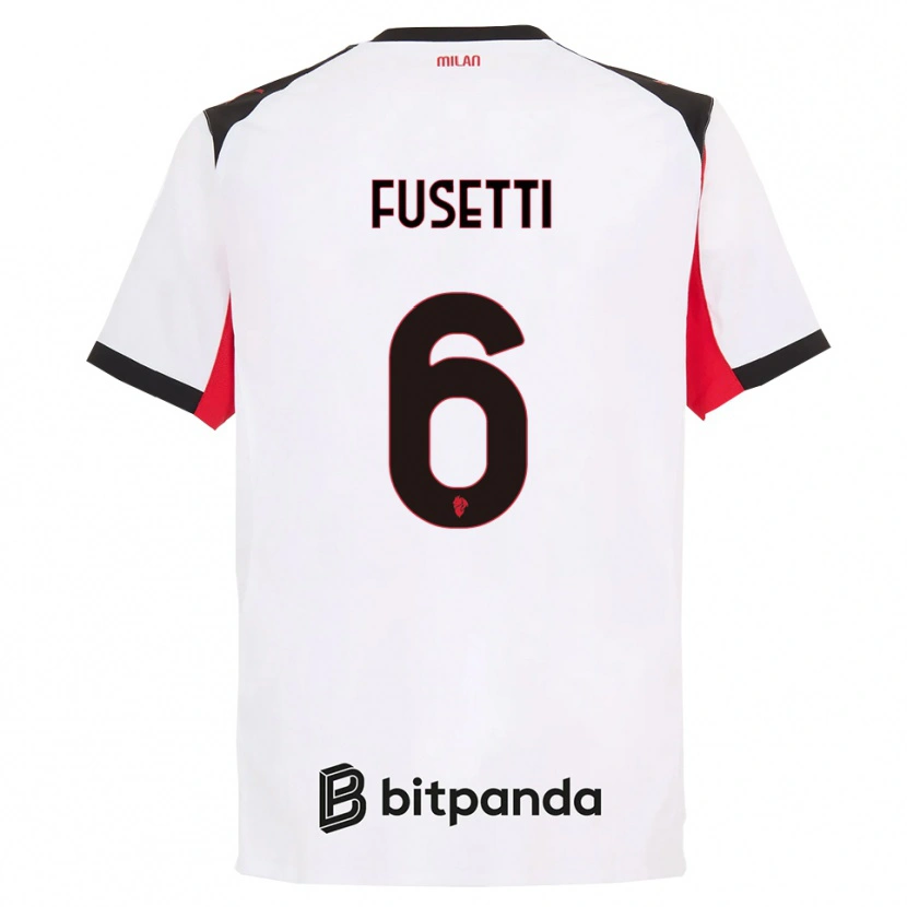 Danxen Kid Laura Fusetti #6 White Black Away Jersey 2025/26 T-Shirt