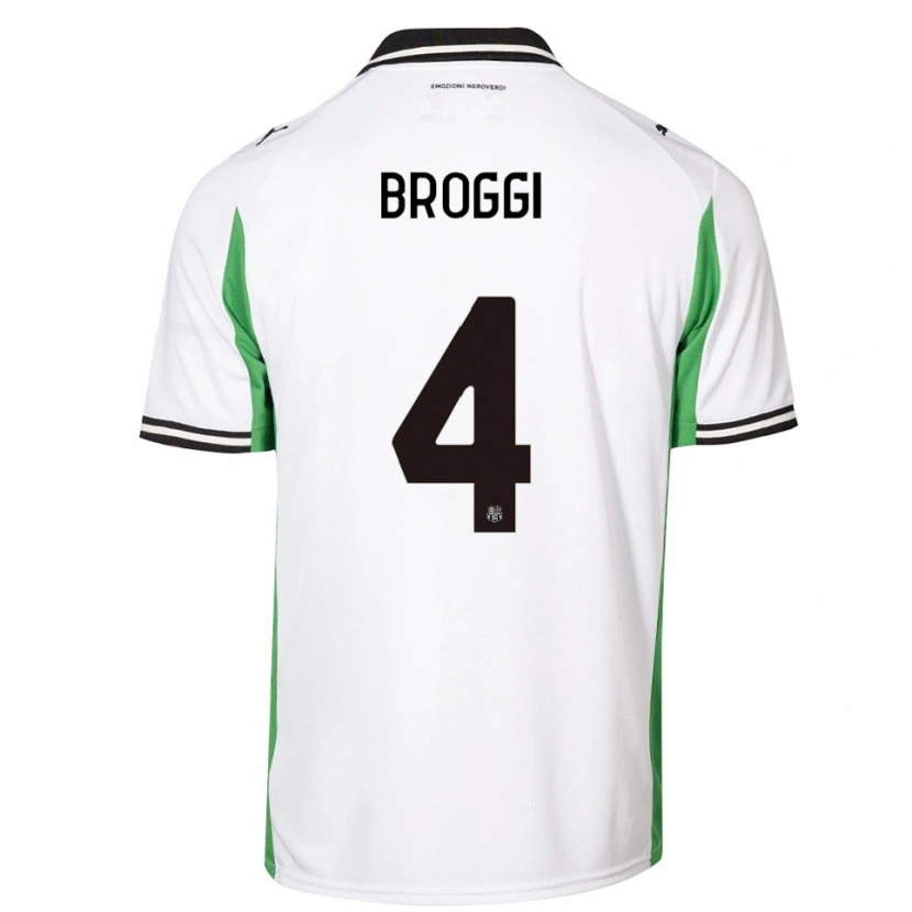 Danxen Kid Nicola Broggi #4 White Green Black Away Jersey 2025/26 T-Shirt
