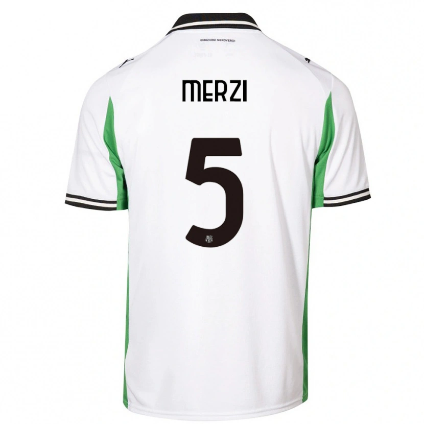 Danxen Kid Matteo Merzi #5 White Green Black Away Jersey 2025/26 T-Shirt