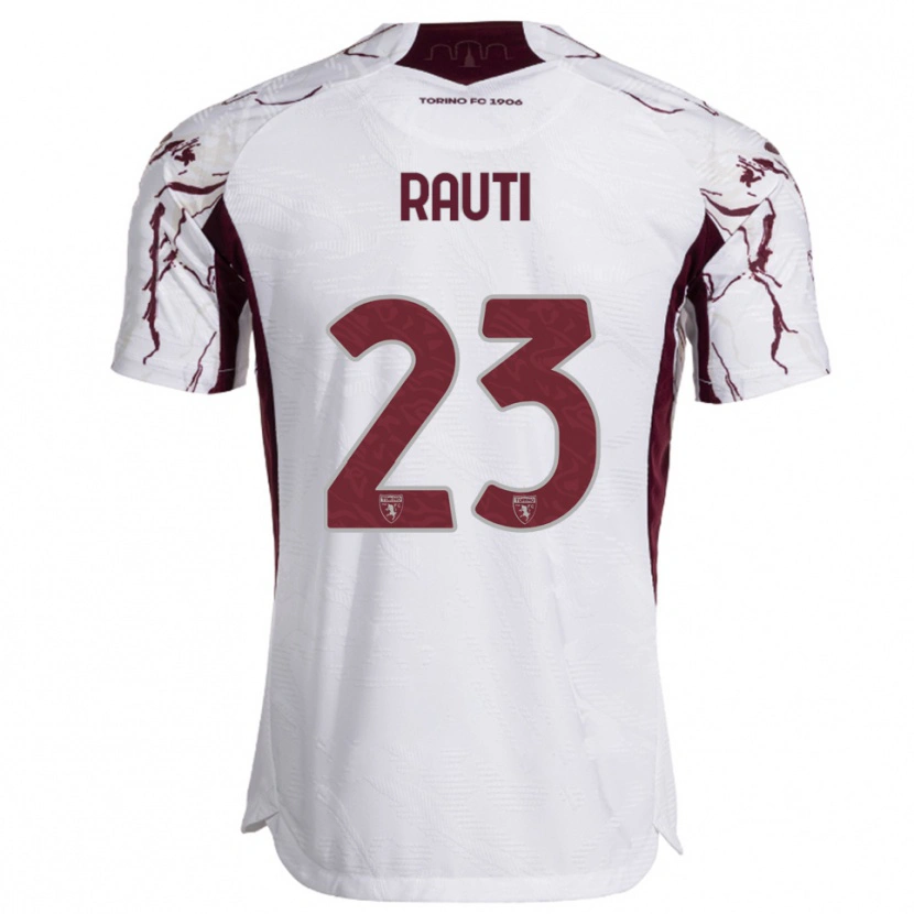 Danxen Kid Nicola Rauti #23 White Burgundy Away Jersey 2025/26 T-Shirt