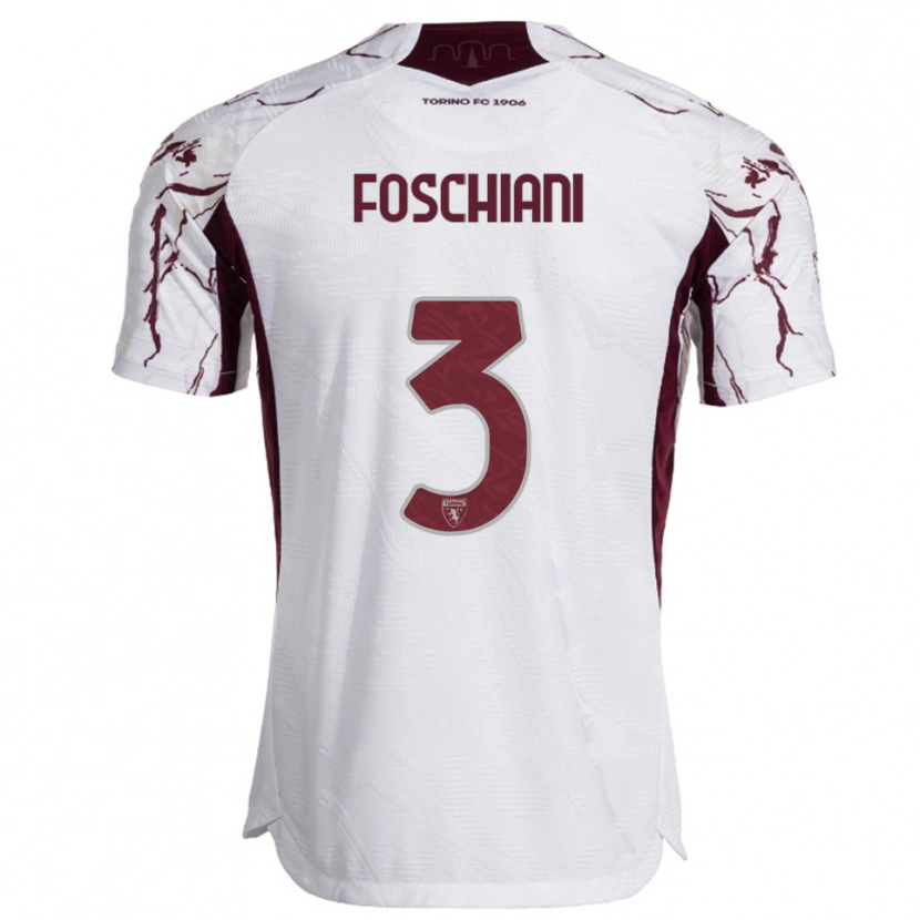 Danxen Kid Francesco Foschiani #3 White Burgundy Away Jersey 2025/26 T-Shirt