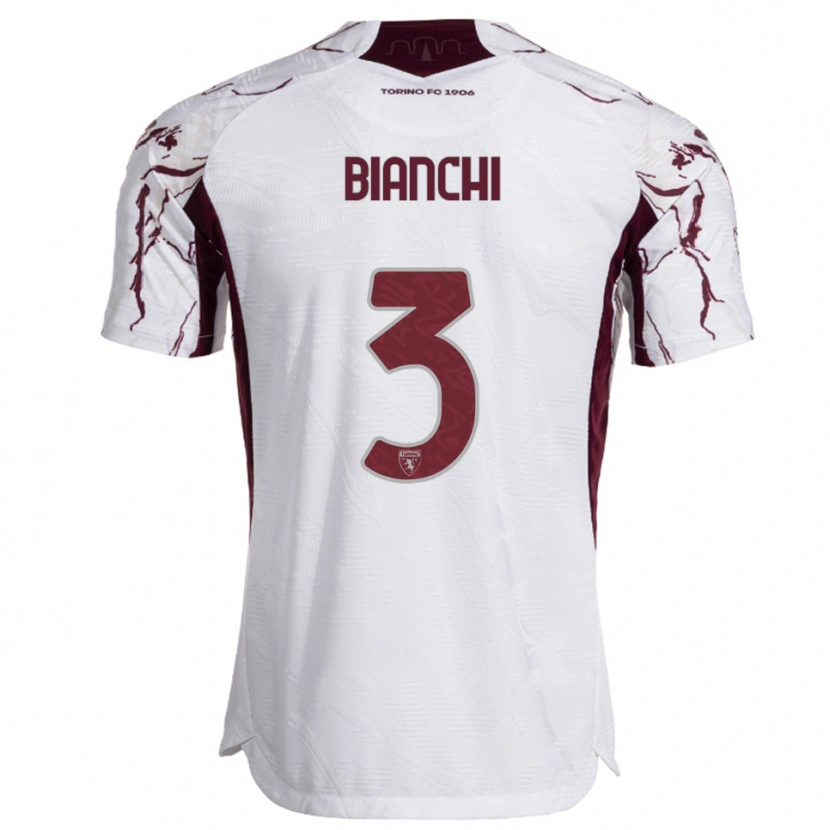 Danxen Kid Riccardo Bianchi #3 White Burgundy Away Jersey 2025/26 T-Shirt