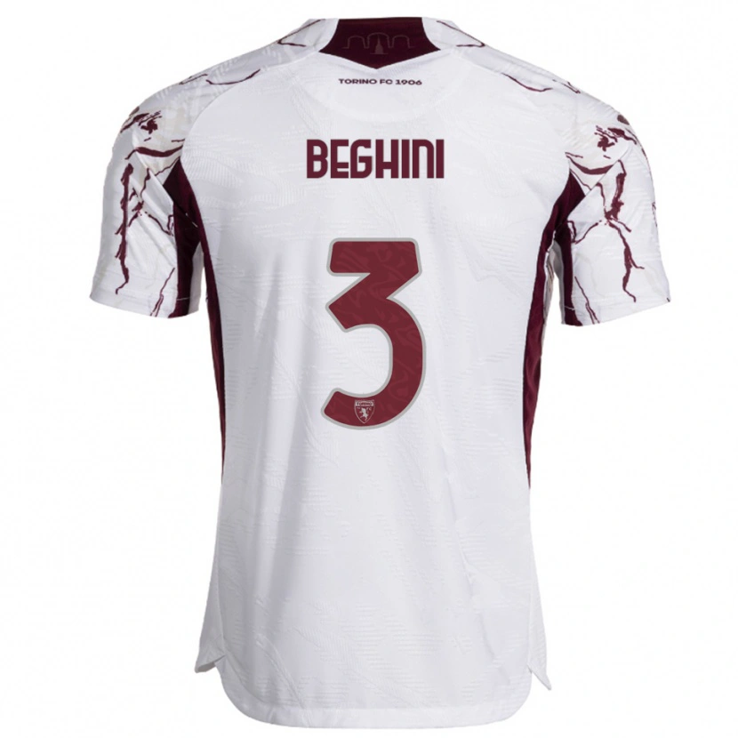 Danxen Kid Giulia Beghini #3 White Burgundy Away Jersey 2025/26 T-Shirt