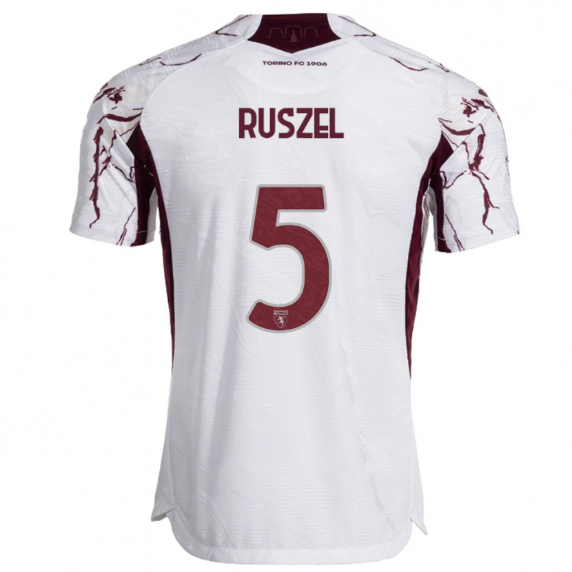 Danxen Kid Marcel Ruszel #5 White Burgundy Away Jersey 2025/26 T-Shirt