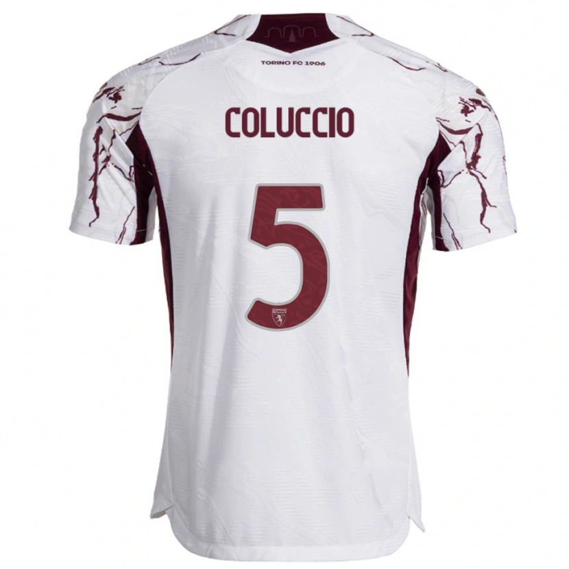 Danxen Kid Francesca Coluccio #5 White Burgundy Away Jersey 2025/26 T-Shirt