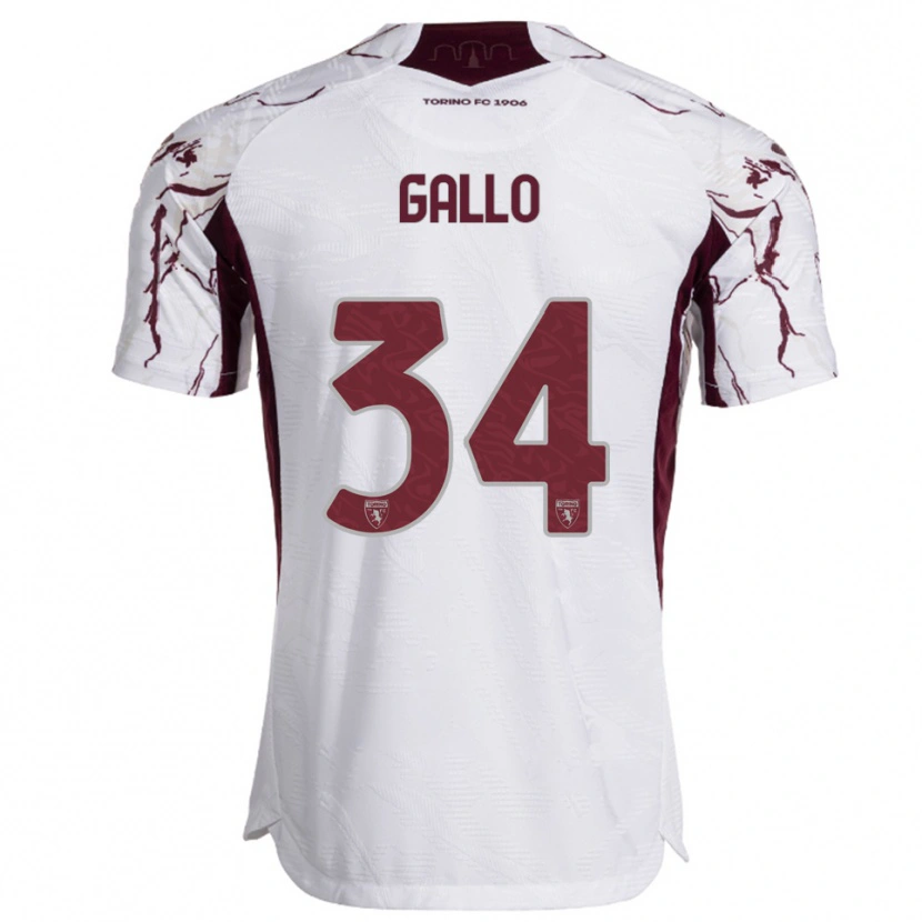 Danxen Kid Tommaso Gallo #34 White Burgundy Away Jersey 2025/26 T-Shirt