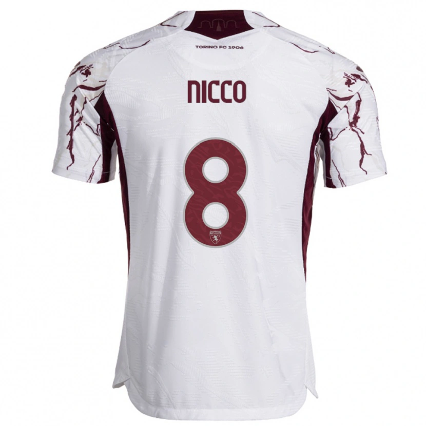 Danxen Kid Giada Nicco #8 White Burgundy Away Jersey 2025/26 T-Shirt