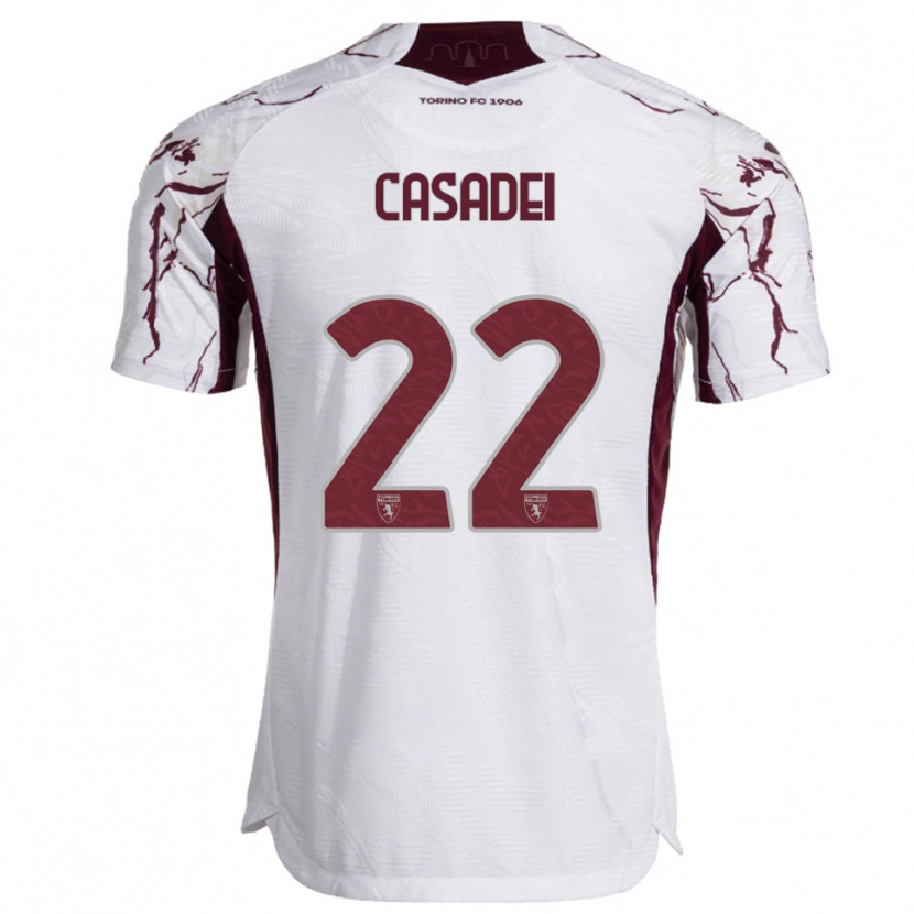 Danxen Kid Cesare Casadei #22 White Burgundy Away Jersey 2025/26 T-Shirt