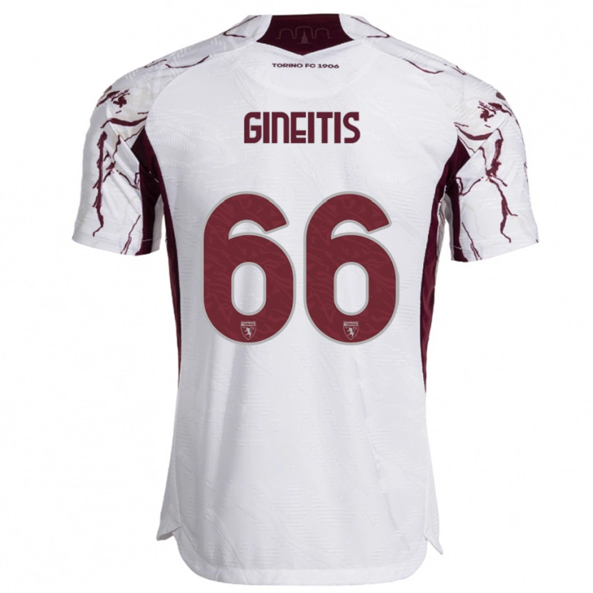 Danxen Kid Gvidas Gineitis #66 White Burgundy Away Jersey 2025/26 T-Shirt