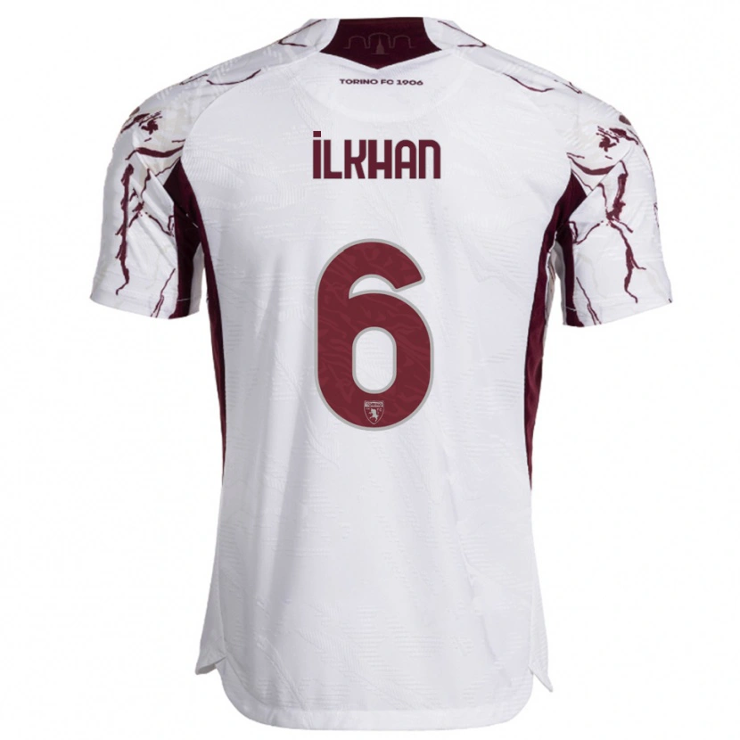 Danxen Kid Emirhan İlkhan #6 White Burgundy Away Jersey 2025/26 T-Shirt