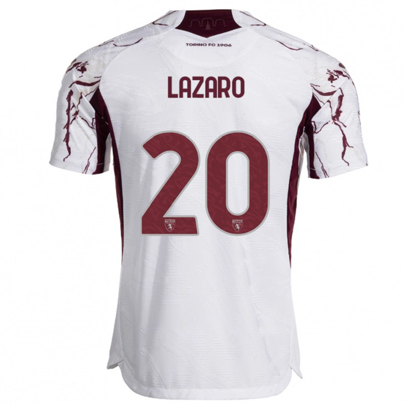 Danxen Kid Valentino Lazaro #20 White Burgundy Away Jersey 2025/26 T-Shirt