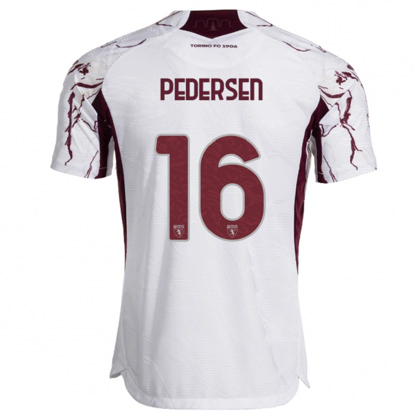 Danxen Kid Marcus Pedersen #16 White Burgundy Away Jersey 2025/26 T-Shirt