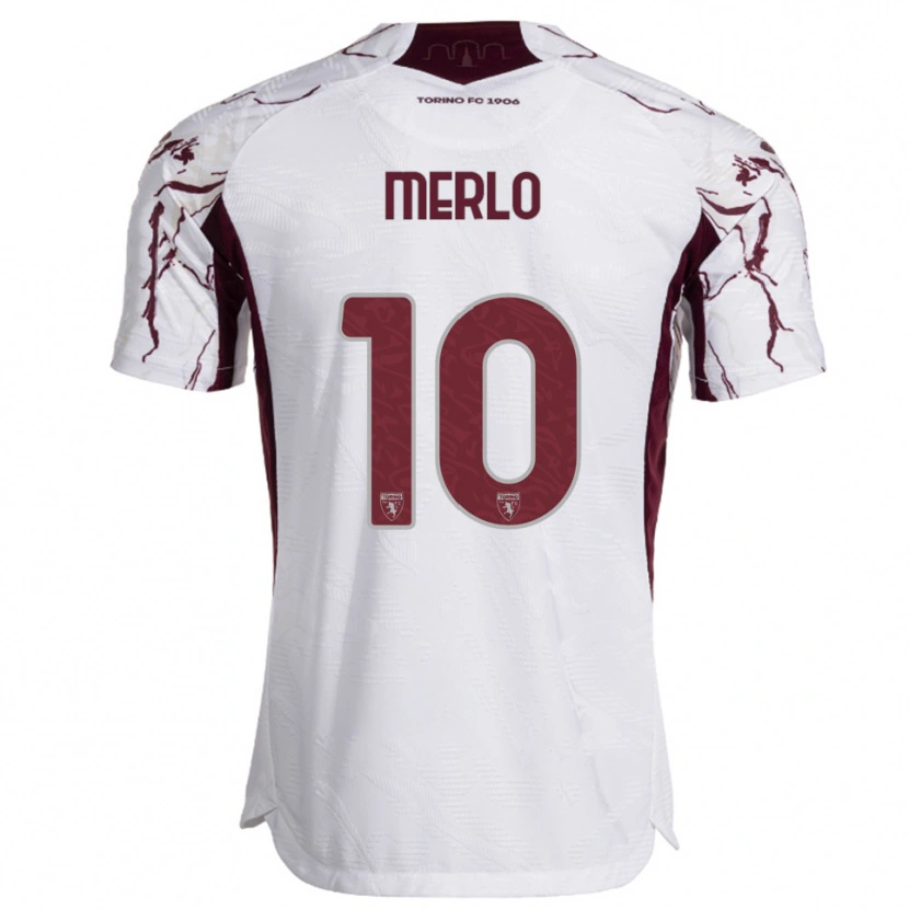 Danxen Kid Mattia Merlo #10 White Burgundy Away Jersey 2025/26 T-Shirt