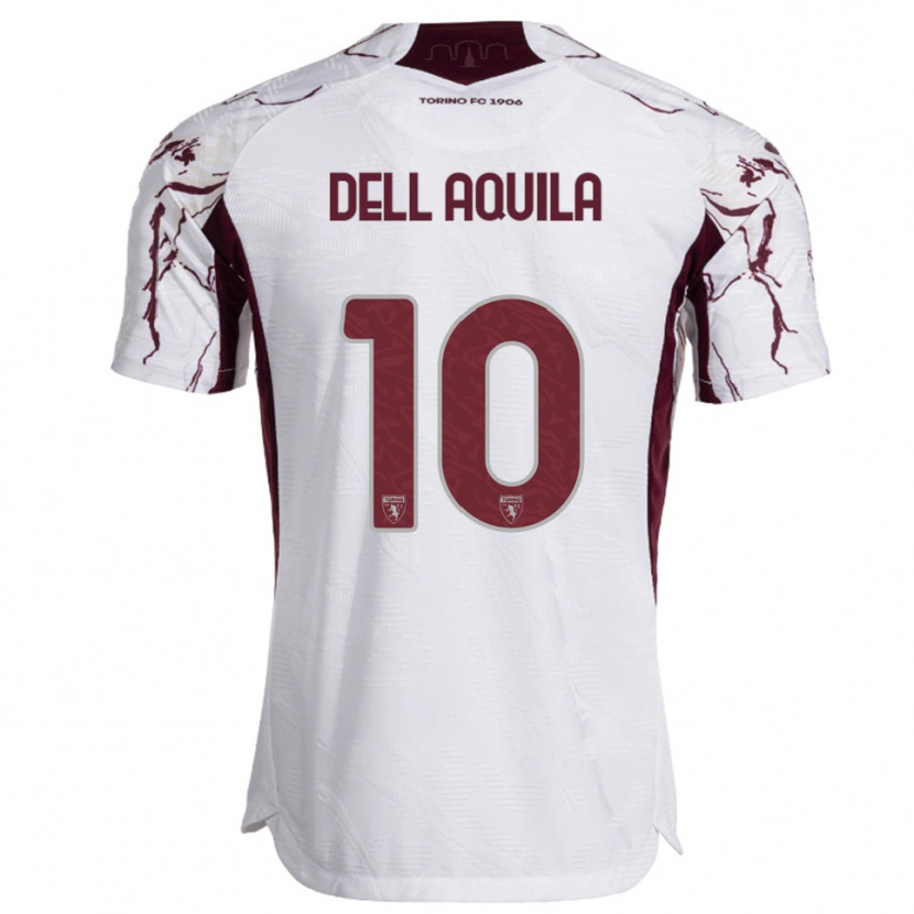 Danxen Kid Francesco Dell'aquila #10 White Burgundy Away Jersey 2025/26 T-Shirt
