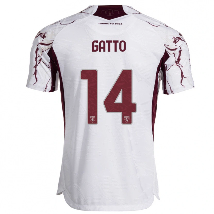 Danxen Kid Tommaso Gatto #14 White Burgundy Away Jersey 2025/26 T-Shirt