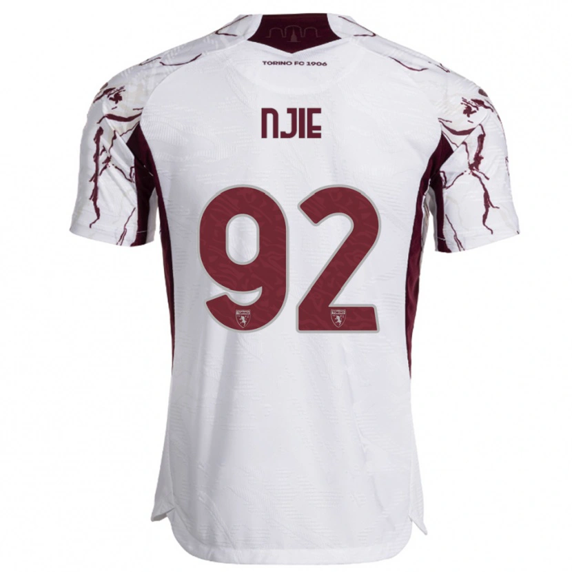 Danxen Kid Alieu Njie #92 White Burgundy Away Jersey 2025/26 T-Shirt