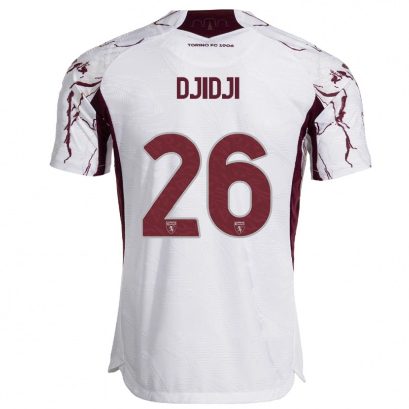 Danxen Kid Koffi Djidji #26 White Burgundy Away Jersey 2025/26 T-Shirt