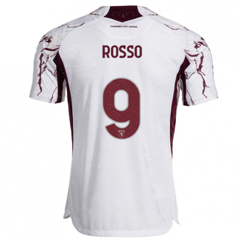 Danxen Kid Eleonora Rosso #9 White Burgundy Away Jersey 2025/26 T-Shirt
