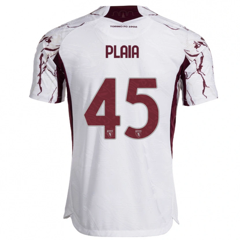 Danxen Kid Francesco Plaia #45 White Burgundy Away Jersey 2025/26 T-Shirt