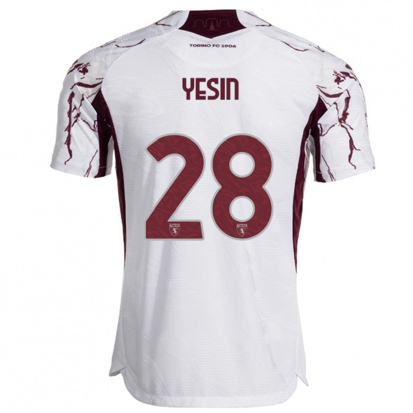 Danxen Kid Demyan Yesin #28 White Burgundy Away Jersey 2025/26 T-Shirt