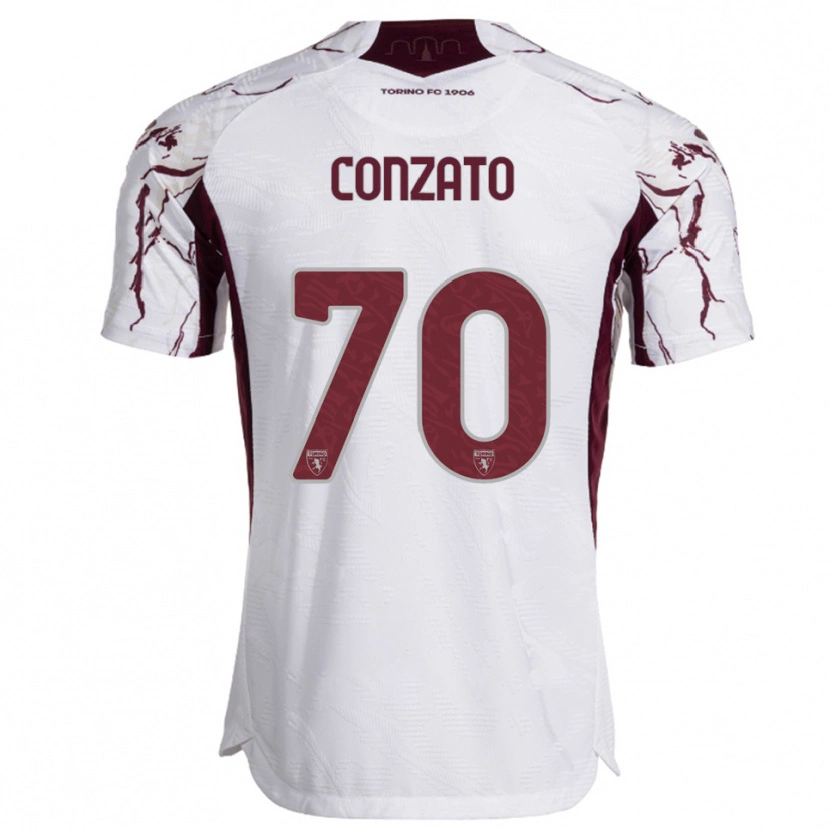 Danxen Kid Filippo Conzato #70 White Burgundy Away Jersey 2025/26 T-Shirt