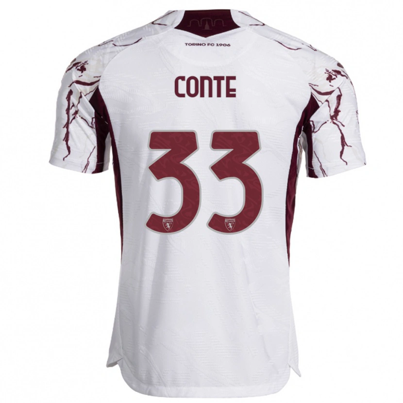 Danxen Kid Gioele Conte #33 White Burgundy Away Jersey 2025/26 T-Shirt