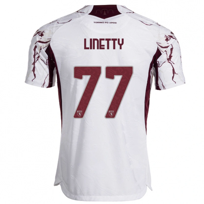 Danxen Kid Karol Linetty #77 White Burgundy Away Jersey 2025/26 T-Shirt