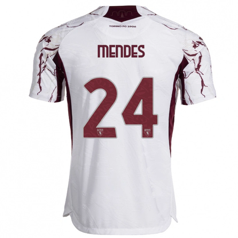 Danxen Kid Rodrigo Mendes #24 White Burgundy Away Jersey 2025/26 T-Shirt