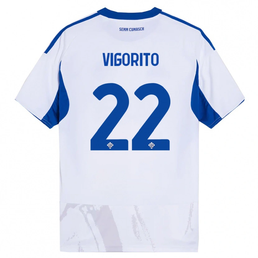 Danxen Kid Mauro Vigorito #22 White Blue Away Jersey 2025/26 T-Shirt