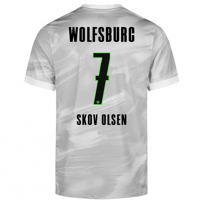Danxen Kid Andreas Skov Olsen #7 Gray White Away Jersey 2025/26 T-Shirt