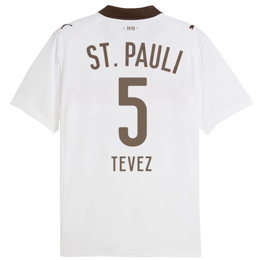 Danxen Kid Federico Tevez #5 White Red Away Jersey 2025/26 T-Shirt