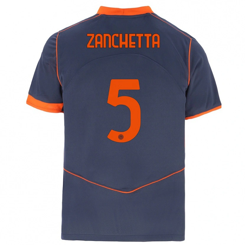 Danxen Kid Mattia Zanchetta #5 Gray Orange Third Jersey 2025/26 T-Shirt