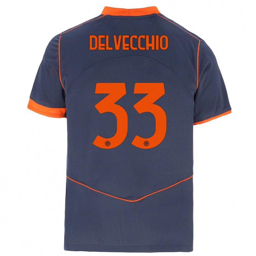 Danxen Kid Gabriele Delvecchio #33 Gray Orange Third Jersey 2025/26 T-Shirt