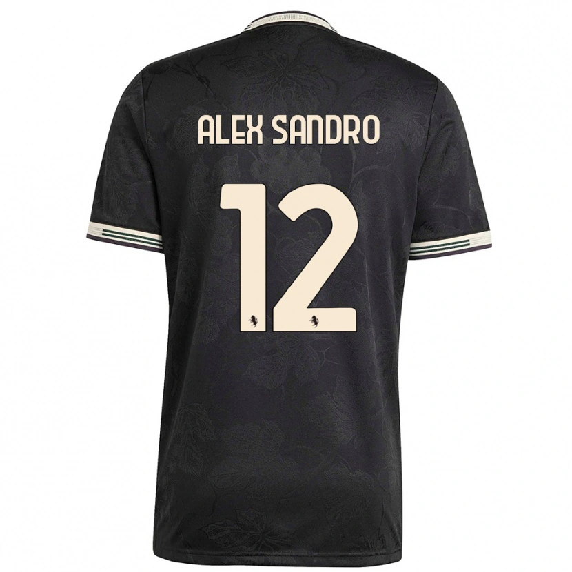 Danxen Kid Alex Sandro #12 Black White Green Third Jersey 2025/26 T-Shirt
