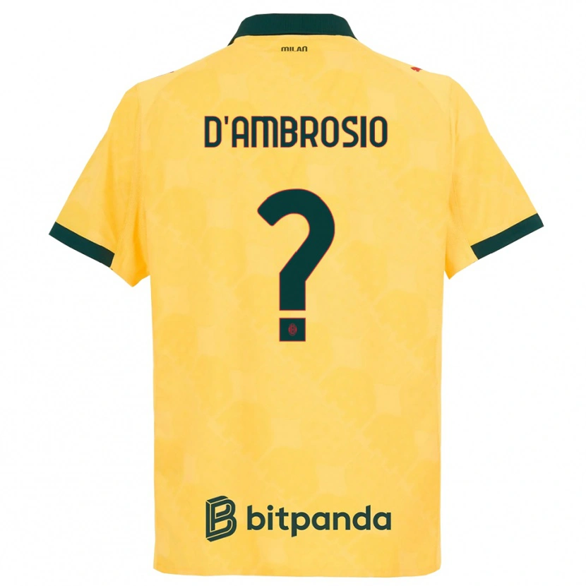 Danxen Kid Antonio D'ambrosio #0 Yellow Black Third Jersey 2025/26 T-Shirt