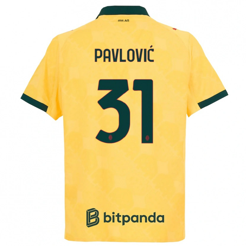 Danxen Kid Strahinja Pavlović #31 Yellow Black Third Jersey 2025/26 T-Shirt